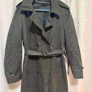 LAUREN Ralph Lauren Green Double-Breasted Trench Coat, 36R